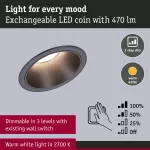 Oprawa do wbudowania EBL COLE SET COIN 3-STEP DIM 6W 470lm 2700K IP44 230V czarny matowy / aluminium