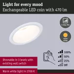 Oprawa do wbudowania EBL COLE SET COIN 3-STEP DIM 6W 470lm 2700K IP44 230V biały matowy / aluminium