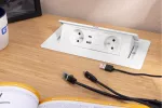 GNIAZDO MEBLOWE MULTISOFT 2X GNIAZDO Z UZIEMIENIEM, USB A+C, RJ45, KABEL ZASILAJĄCY Z WTYCZKĄ, BIAŁY