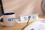 GNIAZDO MEBLOWE MULTISOFT 2X GNIAZDO Z UZIEMIENIEM, USB A+C, RJ45, KABEL ZASILAJĄCY Z WTYCZKĄ, BIAŁY