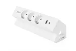 GNIAZDO MEBLOWE BASCO, 3 X GNIAZDO SCHUKO, USB A+C, KABEL 1,5m, BIAŁE Z MOCOWANIEM