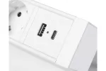 GNIAZDO MEBLOWE BASCO, 3 X GNIAZDO SCHUKO, USB A+C, KABEL 1,5m, BIAŁE Z MOCOWANIEM