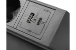 GNIAZDO MEBLOWE BASCO, 3 X GNIAZDO SCHUKO, USB A+C, KABEL 1,5m, CZARNE Z MOCOWANIEM