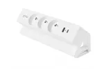 GNIAZDO MEBLOWE BASCO, 3 X GNIAZDO Z UZIEMIENIEM, USB A+C, KABEL 1,5m, BIAŁE Z MOCOWANIEM