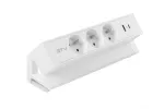 GNIAZDO MEBLOWE BASCO, 3 X GNIAZDO Z UZIEMIENIEM, USB A+C, KABEL 1,5m, BIAŁE Z MOCOWANIEM
