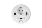 GNIAZDO MEBLOWE WPUSZCZANE RONDO, 1 X GNIAZDO SCHUKO, 1 X USB A + 2 X USB C, RJ45, 1 X HDMI, KABEL 1,5m, BIAŁE