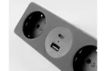 GNIAZDO MEBLOWE SOFITO, 2 X GNIAZDO SCHUKO, USB A+C, KABEL 1,5m, SZARY FLOK, Z MOCOWANIEM