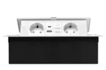 GNIAZDO MEBLOWE MULTISOFT 2X GNIAZDO SCHUKO, USB A+C, RJ45, KABEL ZASILAJĄCY Z WTYCZKĄ,BIAŁY