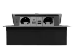 GNIAZDO MEBLOWE MULTISOFT 2X GNIAZDO SCHUKO, USB A+C, RJ45, KABEL ZASILAJĄCY Z WTYCZKĄ, ALU