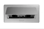 GNIAZDO MEBLOWE MULTISOFT 2X GNIAZDO SCHUKO, USB A+C, RJ45, KABEL ZASILAJĄCY Z WTYCZKĄ, ALU