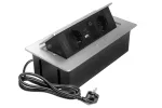 GNIAZDO MEBLOWE MULTISOFT 2X GNIAZDO SCHUKO, USB A+C, RJ45, KABEL ZASILAJĄCY Z WTYCZKĄ, ALU