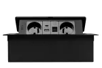GNIAZDO MEBLOWE MULTISOFT 2X GNIAZDO Z UZIEMIENIEM, USB A+C, RJ45, KABEL ZASILAJĄCY Z WTYCZKĄ, CZARNY