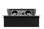 GNIAZDO MEBLOWE MULTISOFT 2X GNIAZDO Z UZIEMIENIEM, USB A+C, RJ45, KABEL ZASILAJĄCY Z WTYCZKĄ, ALU