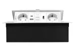GNIAZDO MEBLOWE MULTISOFT 2X GNIAZDO SCHUKO, USB A+C, RJ45, HDMI, KABEL ZASILAJĄCY Z WTYCZKĄ, BIAŁY