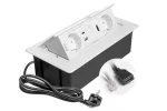 GNIAZDO MEBLOWE MULTISOFT 2X GNIAZDO SCHUKO, USB A+C, RJ45, HDMI, KABEL ZASILAJĄCY Z WTYCZKĄ, BIAŁY