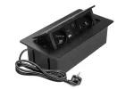 GNIAZDO MEBLOWE MULTISOFT 2X GNIAZDO SCHUKO, USB A+C, RJ45, HDMI, KABEL ZASILAJĄCY Z WTYCZKĄ, CZARNY