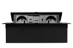 GNIAZDO MEBLOWE MULTISOFT 2X GNIAZDO Z UZIEM, USB A+C, RJ45, HDMI, KABEL ZASILAJĄCY Z WTYCZKĄ, CZARNY