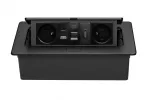 GNIAZDO MEBLOWE MULTISOFT 2X GNIAZDO Z UZIEM, USB A+C, RJ45, HDMI, KABEL ZASILAJĄCY Z WTYCZKĄ, CZARNY