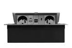 GNIAZDO MEBLOWE MULTISOFT 2X GNIAZDO Z UZIEM, USB A+C, RJ45, HDMI, KABEL ZASILAJĄCY Z WTYCZKĄ, ALU