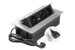 GNIAZDO MEBLOWE MULTISOFT 2X GNIAZDO Z UZIEM, USB A+C, RJ45, HDMI, KABEL ZASILAJĄCY Z WTYCZKĄ, ALU