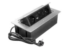 GNIAZDO MEBLOWE MULTISOFT 2X GNIAZDO Z UZIEM, USB A+C, RJ45, HDMI, KABEL ZASILAJĄCY Z WTYCZKĄ, ALU
