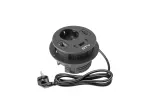 GNIAZDO MEBLOWE WPUSZCZANE RONDO, 1 X GNIAZDO SCHUKO, 1 X USB A + 2 X USB C, 1 X RJ45, 1 X HDMI, KABEL 1,5m, CZARNE