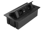 GNIAZDO MEBLOWE MULTISOFT 2X GNIAZDO Z UZIEMIENIEM, USB A+C, RJ45, KABEL ZASILAJĄCY Z WTYCZKĄ, CZARNY