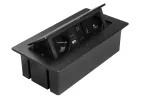 GNIAZDO MEBLOWE MULTISOFT 2X GNIAZDO SCHUKO, USB A+C, RJ45, HDMI, KABEL ZASILAJĄCY Z WTYCZKĄ, CZARNY