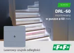 Laserowy czujnik odległości DRL-60-12-1 Biały, do puszki ø60 czujnik ruchu do sterownia oświetleniem na schodach i korytarzach