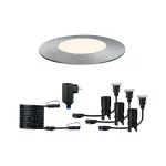PAULMANN Oprawa dogruntowa Plug & Shine FLOOR MINI zestaw kompletny 3x2.5W 3000K IP67 24V srebrny / stal nierdzewna