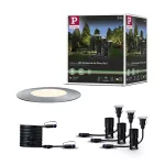 PAULMANN Oprawa dogruntowa Plug & Shine FLOOR MINI zestaw kompletny 3x2.5W 3000K IP67 24V srebrny / stal nierdzewna