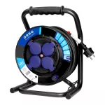 Przedłużacz bębnowy profesjonalny IP44, 4 gniazda 2P+Z, kabel gumowy olejoodporny, H07RN-F 3x2,5mm², długość 40m, unikatowy stojak CUBE, STAŁE GNIAZDA, termik, przesłony torów prądowych