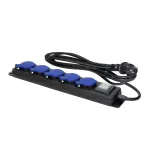 Przedłużacz warsztatowy bryzgoszczelny z wyłącznikiem, 5 gniazd 2P+Z, IP44, przewód gumowy, H05RR-F 3x1,5mm², długość 3m