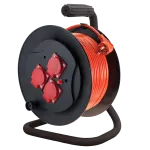 Przedłużacz zwijany na bębnie 3x2P+Z (3 gniazda IP-44) pomarańczowy PVC 3x1mm² - 25m MAX.2300W z zabezpieczeniem termicznym PZB-111-25Y/1