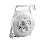 Przedłużacz zwijany 3x2P+Z biały PVC 3x1mm² - 12m MAX.2300W z zabezpieczeniem termicznym PSZ-3012