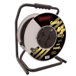 Przedłużacz zwijany na bębnie metalowym IP-44, 4x2P+Z guma H05RR-F 3x2,5mm² - 40m MAX.3600W z zabezpieczeniem termicznym, seria Hard PZB-1111-40G/2,5