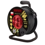 Przedłużacz zwijany na bębnie 4x2P+Z guma H05RR-F 3x1,5mm² - 40m MAX.3600W z zabezpieczeniem termicznym, seria Strong PZB-40-40G
