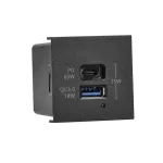 SIMON CONNECT TSC-K126H-14 Ładowarka K45 (45x45) USB A+C 65W PD QC; Szybkie Ładowanie; 45x45 mm; grafit