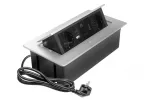 GNIAZDO MEBLOWE MULTISOFT 2X GNIAZDO SCHUKO, USB A+C, RJ45, HDMI, KABEL ZASILAJĄCY Z WTYCZKĄ, ALU