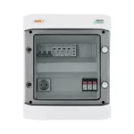 Rozdzielnica przyłączeniowa DC+AC z ogranicznikiem przepięć 1000V typu 2, 1x łańcuch PV, 1x MPPT // ogr. AC typ 2, 16A 3-F, sygn. faz + Gniazdko