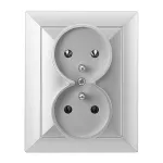 Gniazdo podwójne p/t 2x2P+Z Pearl, 16A, 250V, PT-6 P, srebrny