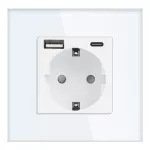 Gniazdo pojedyncze 2P+Z, Schuko, USB-A + USB-C, wyjście 5VDC max. 3A, biały