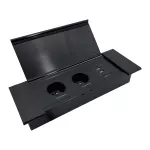 Gniazdo meblowe wpuszczane w blat z płaskim frezowanym rantem, uchylną klapką, ładowarką USB i przewodem 1,5m, 2x2P+Z (French), 2xUSB (typ A+C; 3,6A), czarne