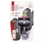 Lampa rowerowa LED COB, komplet przód + tył, 22 lm 2× CR2033