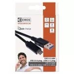 Kabel USB 3.1, wtyk A - C, szybkie ładowanie Quick Charge, transmisja danych, 1 m, czarny