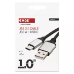 Kabel USB 2.0, wtyk A - C, ładowanie, transmisja danych, 1 m, czarny