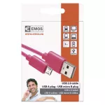 Kabel USB 2.0, wtyk A - micro B, 1m, ładowanie, transmisja danych, różowy