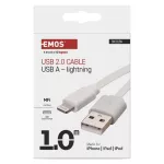 Kabel USB 2.0, wtyk A - Lightning MFi, i16P, ładowanie, transmisja danych, 1 m, biały