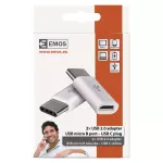 Adapter micro USB 2.0, gniazdo B - wtyk C, biały, 2 sztuki