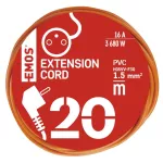 Przedłużacz 20 m / 1 gniazdo / pomarańczowy / PVC / 230 V / 1,5 mm2 P01120